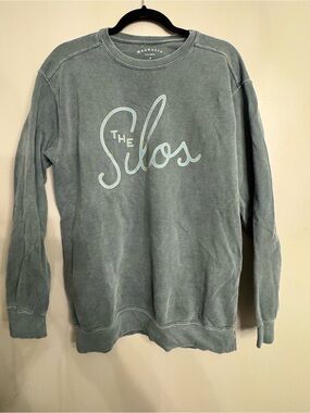 Magnolia Men's Crewneck Sweatshirt in Faded Teal with "The Silos" Script